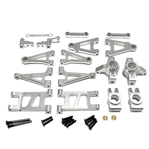 IJOSADON Hyper Go 1/14 14301 14302 Fernbedienung Auto Metall Upgrade Schwinge Lenkung Tasse Kompatible Ersatzteile(Silver) von IJOSADON