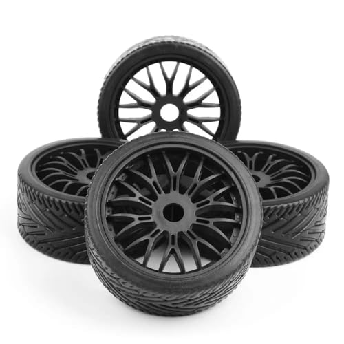 IJOSADON Kompatibles 4-teiliges Set Flache Off-Road-1/8-RC-Car-Reifen und Felgen Kompatibel mit 17-mm-Sechskant-Buggy von IJOSADON
