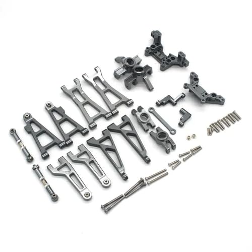 IJOSADON Kompatibles Metallteile-Zubehör Kompatibel mit Hyper Go 16208 16209 16210 H16V3 16BM 1/16 RC-Car-Lenkschale vorne hinten Oben unten Arm Hinterradsitz(Titanium) von IJOSADON