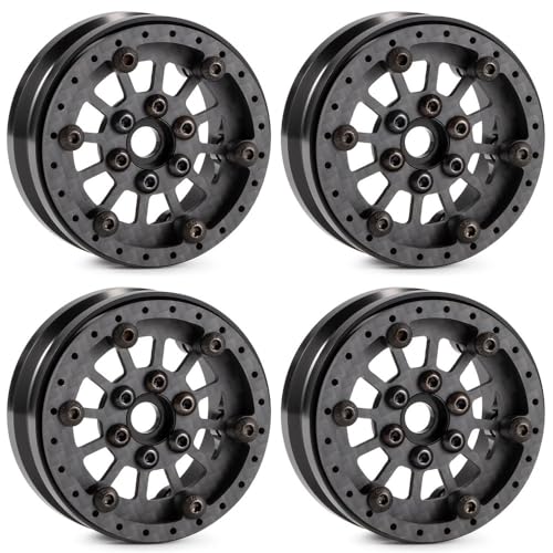 IJOSADON Leichte, verstellbare, versetzte Carbon-Aluminium-1,9-Räder, kompatibel mit 1/10 RC-Crawler-Modellen, einschließlich VS4-10 H10 Optic(Type A) von IJOSADON
