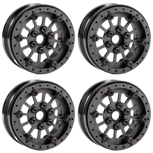 IJOSADON Leichte Beadlock -Räder Einstellbarer Offset Carbon Aluminium 1.9 Kompatibel mit 1/10 RC -Crawler, die mit verschiedenen Modellen kompatibel sind(Type A) von IJOSADON