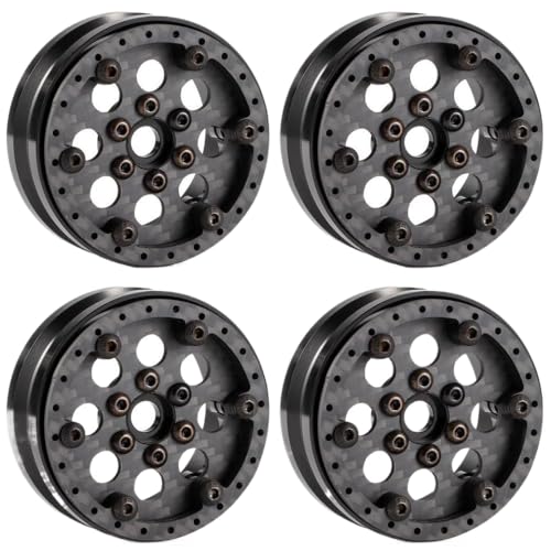 IJOSADON Leichte Beadlock -Räder Einstellbarer Offset Carbon Aluminium 1.9 Kompatibel mit 1/10 RC -Crawler, die mit verschiedenen Modellen kompatibel sind(Type B) von IJOSADON