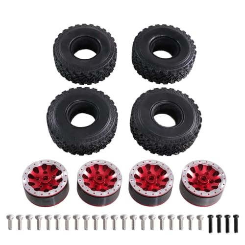 IJOSADON MN 1/12 MN82 LC79 MN78 D91 D96 99S 1/16 Kompatible Feiyu RC Teile Metall Sechsradantrieb Reifen Radnabe Reifen(RED) von IJOSADON