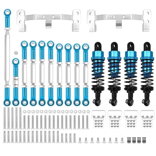 IJOSADON Metall Chassis Link Rod Zugstange Halterung Stoßdämpfer Set Kompatibel Mit MN MN99S RC Auto Upgrade Teile Zubehör(MN Blue) von IJOSADON