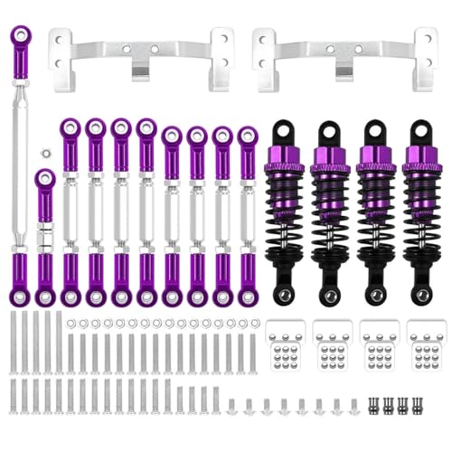 IJOSADON Metall Chassis Link Rod Zugstange Halterung Stoßdämpfer Set Kompatibel Mit MN MN99S RC Auto Upgrade Teile Zubehör(MN Purple) von IJOSADON