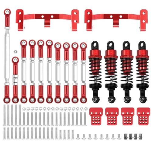 IJOSADON Metall Chassis Link Rod Zugstange Halterung Stoßdämpfer Set Kompatibel Mit MN MN99S RC Auto Upgrade Teile Zubehör(MN RED) von IJOSADON