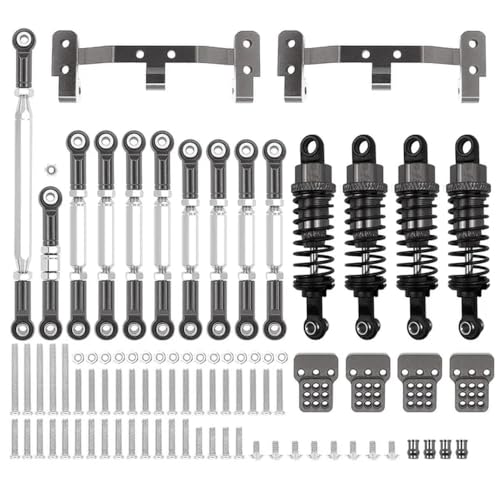 IJOSADON Metall Chassis Link Rod Zugstange Halterung Stoßdämpfer Set Kompatibel Mit MN MN99S RC Auto Upgrade Teile Zubehör(MN Titanium) von IJOSADON