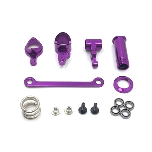 IJOSADON Metall Upgrade Lager Lenkung Baugruppe 4x7x2 Kompatibel mit 144010 144001 144002 124016 124017 124018 124019 RC Auto Teile(Purple) von IJOSADON