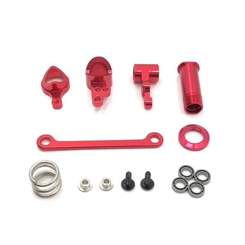 IJOSADON Metall Upgrade Lager Lenkung Baugruppe 4x7x2 Kompatibel mit 144010 144001 144002 124016 124017 124018 124019 RC Auto Teile(RED) von IJOSADON