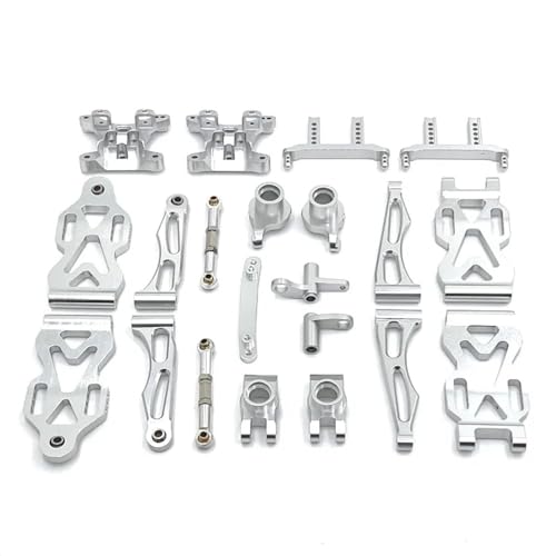 IJOSADON Metall-Upgrade-Teile-Set Kompatibel mit Vorder- und Hinterarm-Lenkschale, kompatibel mit 16101 16102 16106 16201 Q130A Q130B Q141 Q117 1/16 RC-Automodelle(Silver) von FYUtWh