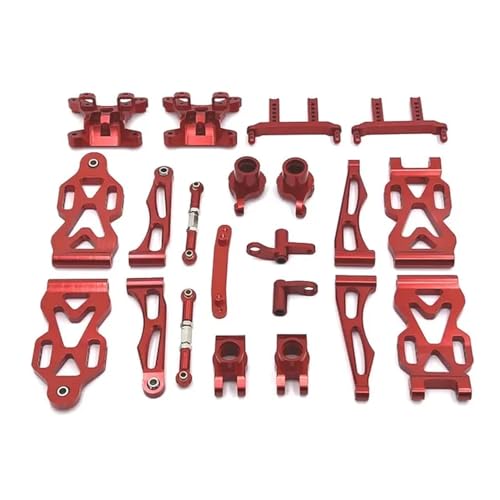 IJOSADON Metall-Upgrade-Teile-Set Kompatibel mit Vorder- und Hinterarm-Lenkschale, kompatibel mit 16101 16102 16106 16201 Q130A Q130B Q141 Q117 1/16 RC-Car(RED) von IJOSADON