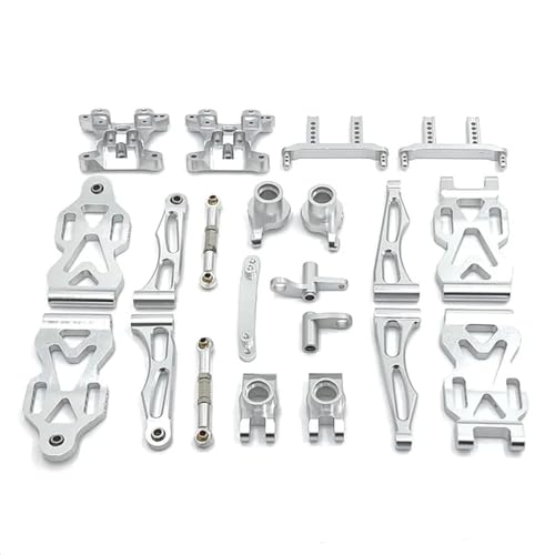 IJOSADON Metall-Upgrade-Teile-Set Kompatibel mit Vorder- und Hinterarm-Lenkschale, kompatibel mit 16101 16102 16106 16201 Q130A Q130B Q141 Q117 1/16 RC-Car(Silver) von IJOSADON