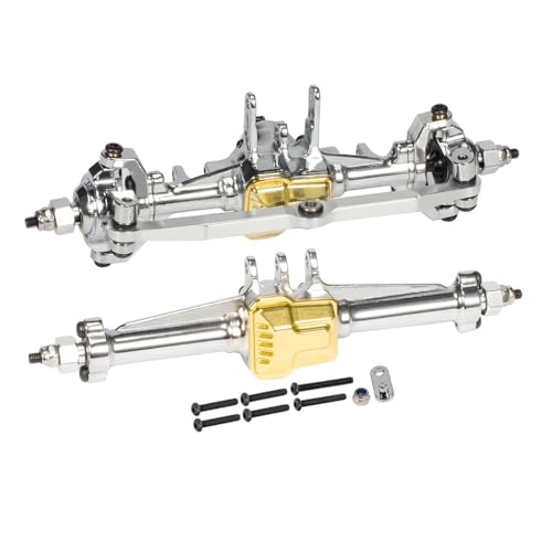 IJOSADON Metall-Vorder- und Hinterachsen-Set Kompatibel mit 1/18 RC Car Crawler, kompatibel mit K10-Chassis-Upgrade-Teilen(Gold Silver) von IJOSADON