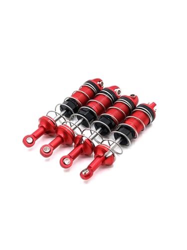 IJOSADON RC Auto Metall Öl Stoßdämpfer Dämpfer Set 4 stücke Kompatibel Mit 1/16 Modelle Upgrade Teile Zubehör(RED) von IJOSADON