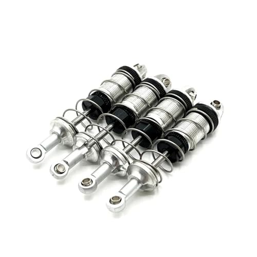 IJOSADON RC Auto Metall Öl Stoßdämpfer Dämpfer Set 4 stücke Kompatibel Mit 1/16 Modelle Upgrade Teile Zubehör(Silver) von IJOSADON
