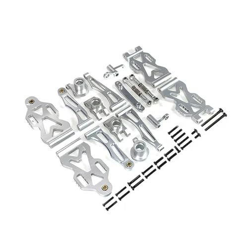 IJOSADON Upgrade Aluminium Suspension Arm Rad Sitz Lenkung Cup Set Kompatibel mit RC Auto Modelle 16101 16102Pro 16103 Kompatibles Zubehör(Silver) von IJOSADON