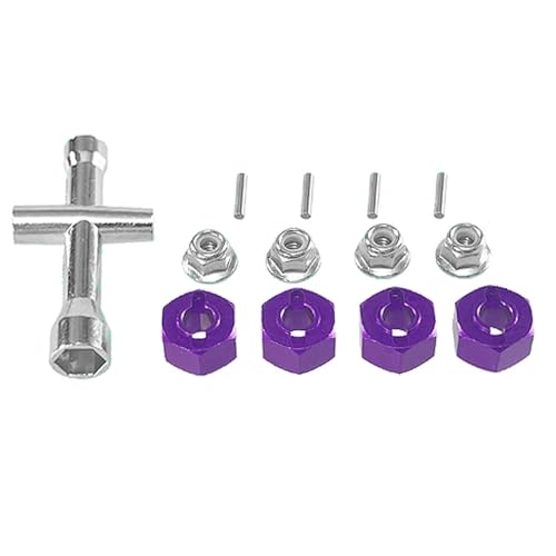 IJOSADON Upgrade Sechskantschlüssel-Set Kompatibel mit M4-Muttern, kompatibel mit Hyper Go 1/14 14209-10 H14BM 14301-02-03 1/16 H16BM ferngesteuerten Auto-Metallteilen(Purple) von IJOSADON
