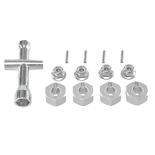 IJOSADON Upgrade Sechskantschlüssel-Set Kompatibel mit M4-Muttern, kompatibel mit Hyper Go 1/14 14209-10 H14BM 14301-02-03 1/16 H16BM ferngesteuerten Auto-Metallteilen(Silver) von IJOSADON