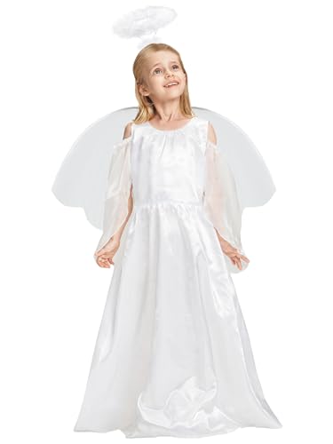 IKALI Engel Kostüm Kinder Weihnachten Krippe Fancy Dress Outfit Mädchen Rollenspiel Weiß Engel Kleid für Weihnachten Karneval Party mit Flügel 10-12 Jahre IKALI Engel Kostüm Kinder Weihnachten Krippe Fancy Dress Outfit Mädchen Rollenspiel Weiß Engel Kleid für Weihnachten Karneval Party mit Flügel 10-12 Jahre von IKALI