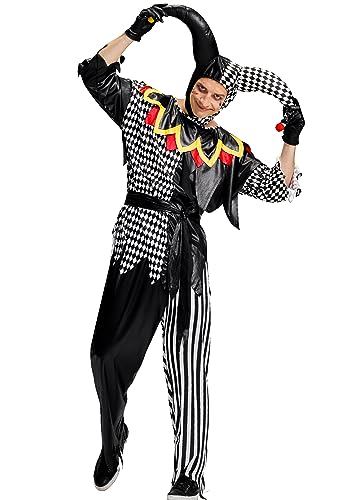 IKALI Erwachsene Clown Kostüm Halloween Jester Anzug Sinister Rollenspiel Kostüm Outfit mit Hut, Handschuhen 4 Stück (Keine Maske) XL von IKALI
