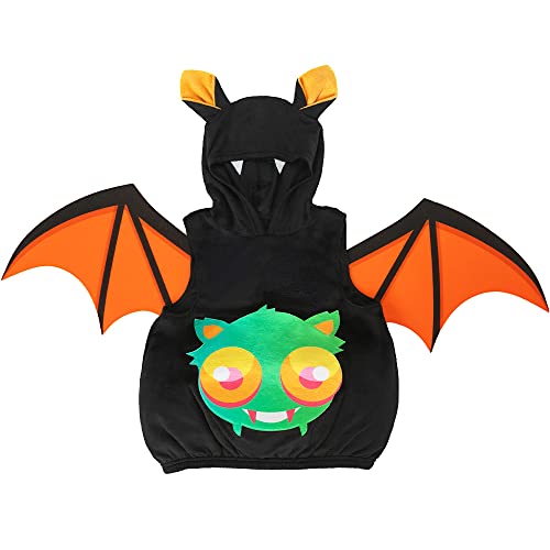 IKALI Fledermaus-Kostüm für Kleinkinder, Halloween, Mädchen, Jungen, Tier, mit Kapuze, Weste, Verkleidungs-Outfit, Maskerade-Anzug mit abnehmbarem Flügel, 3-4 Jahre von IKALI