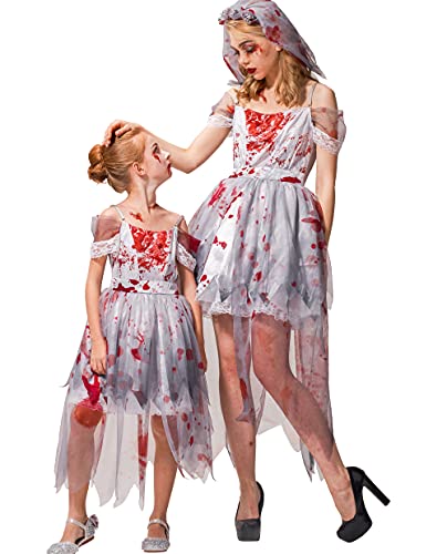 IKALI Frauen Zombie Braut Kostüm Halloween Damen Friedhof Ghost Corpse Gown Mama und ich passende Rollenspiel Kostüm S IKALI Frauen Zombie Braut Kostüm Halloween Damen Friedhof Ghost Corpse Gown Mama und ich passende Rollenspiel Kostüm S von IKALI