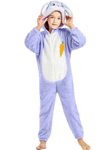 IKALI Hasen Overall Kinder Ostern Kaninchen Onesie für Mädchen Kleinkinder Tier Kostüm mit Kapuze Halloween Ostern Outfit 4-6 Jahre von IKALI