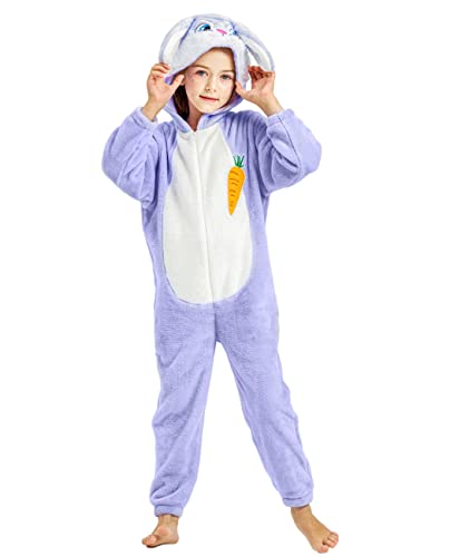 IKALI Hasen Overall Kinder Ostern Kaninchen Onesie für Mädchen Kleinkinder Tier Kostüm mit Kapuze Halloween Ostern Outfit 3-4 Jahre von IKALI