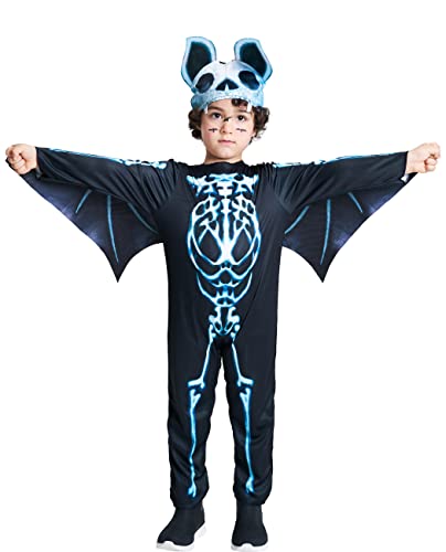 IKALI Kinder Halloween Skelett Kostüm Jungs Mädchen Schläger Knochen Overall Mein Zuerst Verrücktes Kleid mit Flügel Schläger Ohr Hut 3-teiliges Set 7-8 Jahre IKALI Kinder Halloween Skelett Kostüm Jungs Mädchen Schläger Knochen Overall Mein Zuerst Verrücktes Kleid mit Flügel Schläger Ohr Hut 3-teiliges Set 7-8 Jahre von IKALI