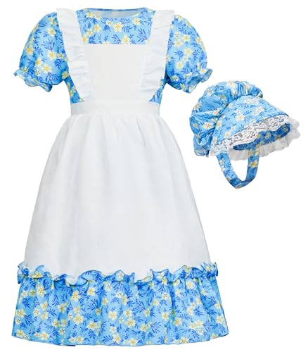 IKALI Kinder Karneval Kostüm, Viktorianischen Maid Kostüm Mädchen Prärie Pionier Kostüm für Welttag des Buches Halloween Party, Blau 3-4Jahre IKALI Kinder Karneval Kostüm, Viktorianischen Maid Kostüm Mädchen Prärie Pionier Kostüm für Welttag des Buches Halloween Party, Blau 3-4Jahre von IKALI