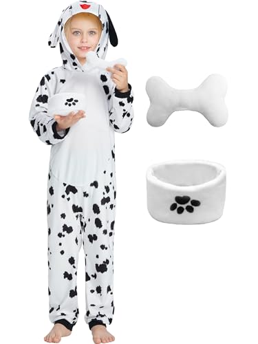IKALI Kinder Dalmatin Kostüm, 3-teilig Spotted Hund Overall Welpen Dalmatiner Welpen Onesie Set für Jungen Mädchen Halloween Karneval Party 3-4 Jahre IKALI Kinder Dalmatin Kostüm, 3-teilig Spotted Hund Overall Welpen Dalmatiner Welpen Onesie Set für Jungen Mädchen Halloween Karneval Party 3-4 Jahre von IKALI