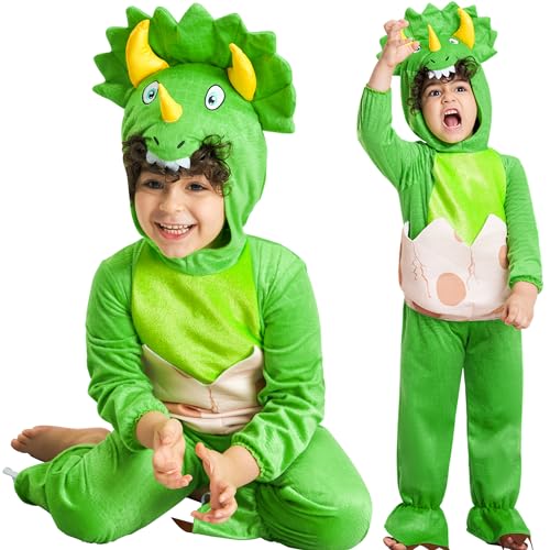 IKALI Kleinkind Kinder Dinosaurier Kostüm, Dino Triceratops Jumpsuit Halloween Karneval Deluxe Outfit mit Kapuze für Mädchen Jungen 2 Jahre IKALI Kleinkind Kinder Dinosaurier Kostüm, Dino Triceratops Jumpsuit Halloween Karneval Deluxe Outfit mit Kapuze für Mädchen Jungen 2 Jahre von IKALI