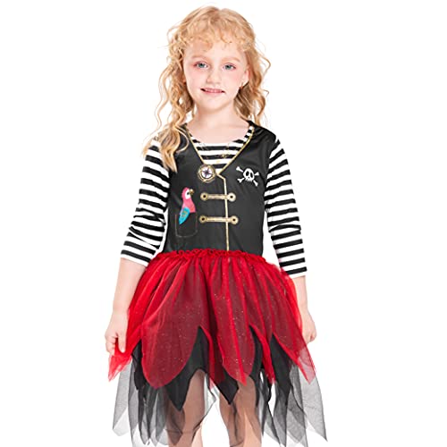 IKALI Mädchen Piraten Kostüm, Kleinkind Buccaneer Outfit, Prinzessin Kleid für Halloween Cosplay Karneval von IKALI