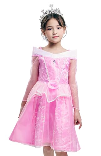 IKALI Mädchen Prinzessin Anziehen Kostüm Kinder Fancy Kleid Märchenrosa Party Outfits 4-6 Jahre von IKALI