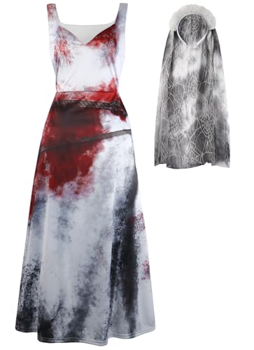 IKALI Zombie Braut Kostüm Damen, Halloween Fancy Outfit Geister Leiche Kittel blutig Kostüm M IKALI Zombie Braut Kostüm Damen, Halloween Fancy Outfit Geister Leiche Kittel blutig Kostüm M von IKALI