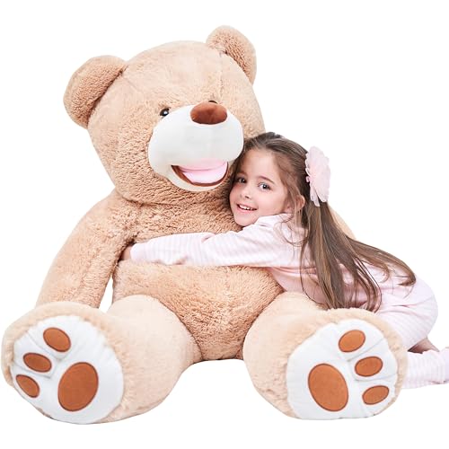 IKASA Giant Teddybär mit großen Fußabdrücken 100cm Weiches Groß Bär Riesen Kuscheltier Riesige Plüschtier Jumbo Stofftier Geschenk für Kinder von IKASA