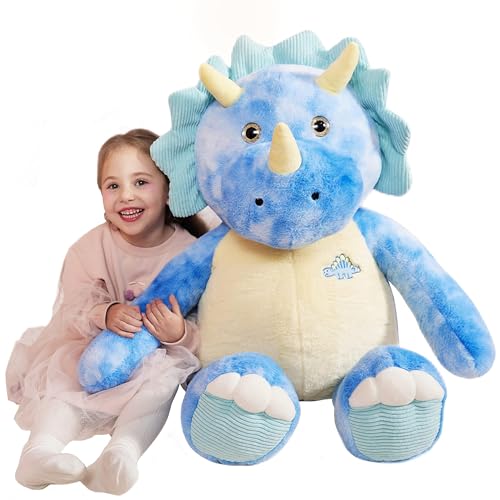 IKASA Groß Dinosaurier Triceratops Kuscheltier Riesen Stofftier, 78cm Gross Plüschtier Riesige Plüsch Spielzeug,Geschenk für Kinder von IKASA