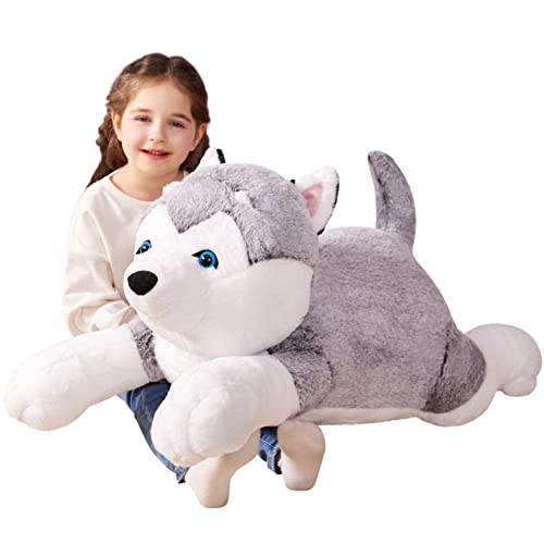 IKASA Groß Husky Stofftier Riesen Kuscheltier,78cm Hund Gross Plüschtier Riesige Flauschige Weich Jumbo Plüsch Spielzeug,Geschenk für Kinder von IKASA