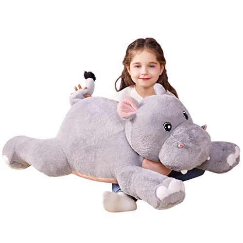 IKASA Groß Nilpferd Kuscheltier Riesen Stofftier,78cm Gross Plüschtier Süße Riesige Flauschige Weich Jumbo Plüsch Spielzeug,Geschenk für Kinder von IKASA