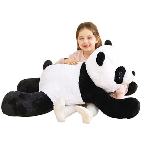 IKASA Groß Panda Kuscheltier Riesen Stofftier,Gross Plüschtier Riesige Plüsch Spielzeug 78cm Flauschige Jumbo Plüschtiere, Weich XXL XL Stofftiere Süße,Geschenk für Kinder (Schwarz, 78cm) von IKASA