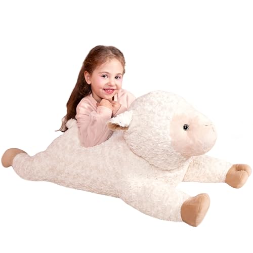 IKASA Groß Schaf Kuscheltier Riesen Stofftier,Gross Plüschtier Riesige Plüsch Spielzeug 78cm Flauschige Jumbo Plüschtiere, Weich XXL XL Stofftiere Süße,Geschenk für Kinder (Weiß, 78 cm) von IKASA