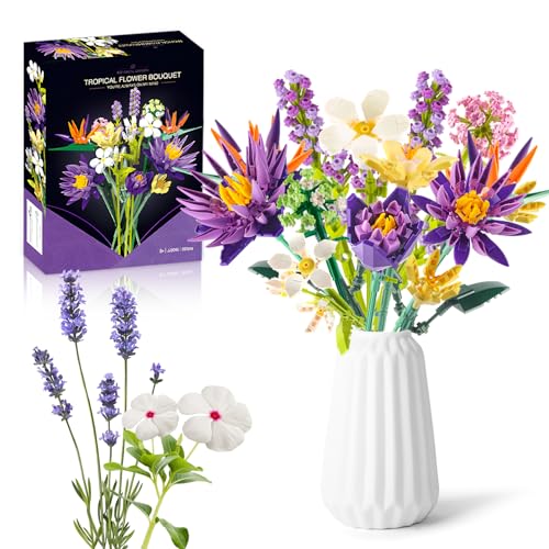 IKIDSUN Blumenstrauß Baukasten, 891PCS DIY künstlichen Blumenstrauß Set (Purple) von IKIDSUN
