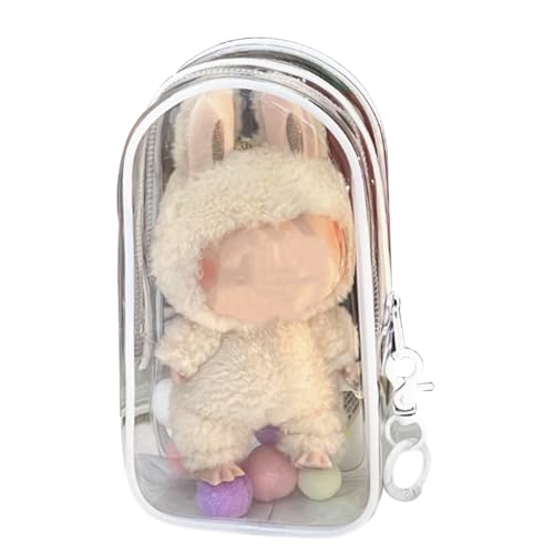 IKOPFLN 1 Stück Kinderwagentasche + Schlüsselanhänger Große Scheune (Weiß) Klar Plüschtier Schutzhülle, Display-Tasche, Mini Portable Acryl-Box. von IKOPFLN