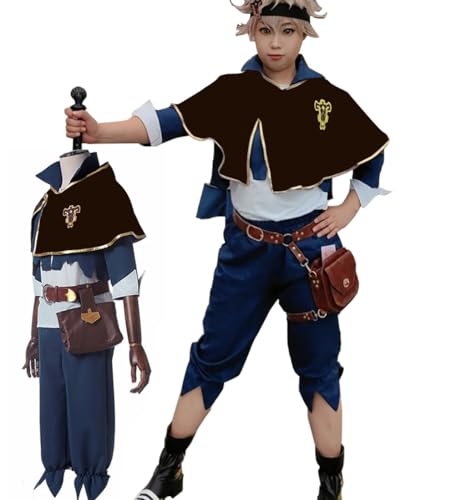 IKaewe Asta Cosplay-Kostüm, Anime, Herren, schwarzer Stier-Umhang, Uniform, komplettes Set, Blau, S von IKaewe