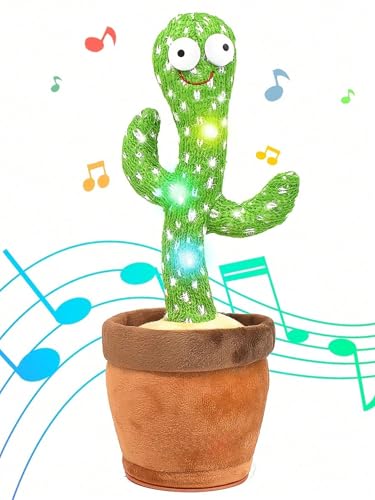 ILESTDG Sprechender Kaktus,Spielzeug Nachsprechen Singender Tanzender Kaktus Plüschtier Mit 120 Liedern,Wiederholen Sie was Sie Sagen,Geschenke Für Kinder Lern- Und Lernspielzeug (USB-Ladung) von ILESTDG