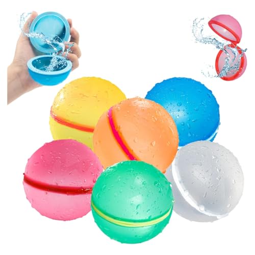6 Stück wiederverwendbare Wasserbomben – Selbstverschluss, Schnellfüller Silikon Wasserballons mit Mesh Bag – für Wasserschlachten am Strand, Pool, Gartenpartys – Geschenk für Kinder und Erwachsene von ILMFMY