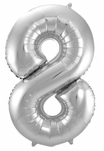 Folienballon 34 Zoll - 86 cm Nummer 8 Silber Silber von ILS I LOVE SHOPPING