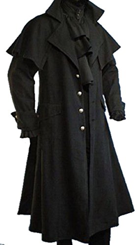 Dark Dreams Gothic Mittelalter LARP Mantel Vampir Kutscher Coat Jacke Van Helsing schwarz (Achtung fällt eine Nummer Kleiner als üblich aus!), Farbe:schwarz, Größe:L von IM.