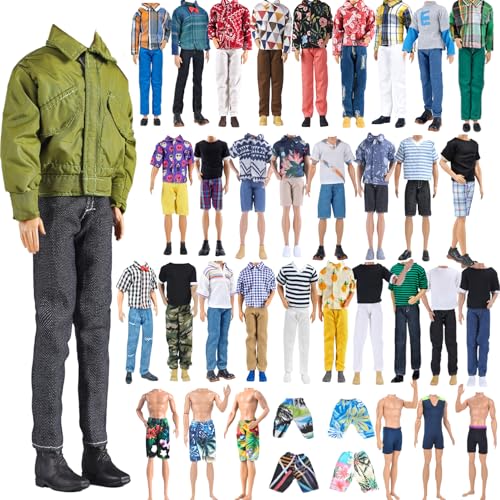 IMAGINE 10-Item Fashion Pack = 5 Sets Casual Clothing Outfit + 5 Paar Schuhe für Puppe Random Style (Täglicher Anzug + Grüne Bomberjacke + Bademode) von IMAGINE