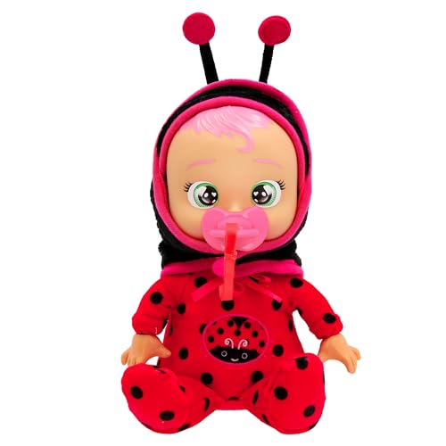 CRY Babies Tiny Cuddles Newborn Lady, im süßen Marienkäfer-Pyjama, sie kann Sich hinsetzen und echte Tränen, Spielzeug und Geschenk für Kinder ab 18 Monaten von IMC TOYS CRY BABIES